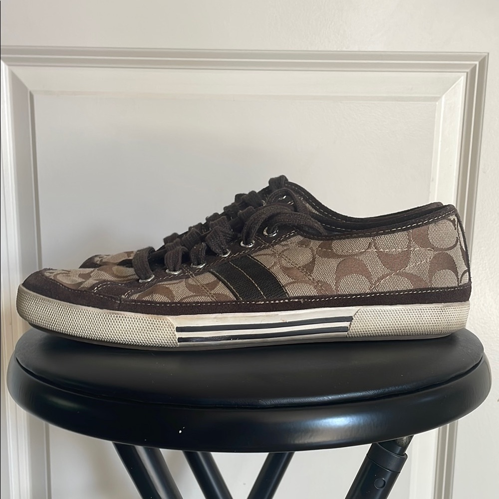 Coach Signature Canvas Sneakers in Brown/Tan - Picture 2 of 4